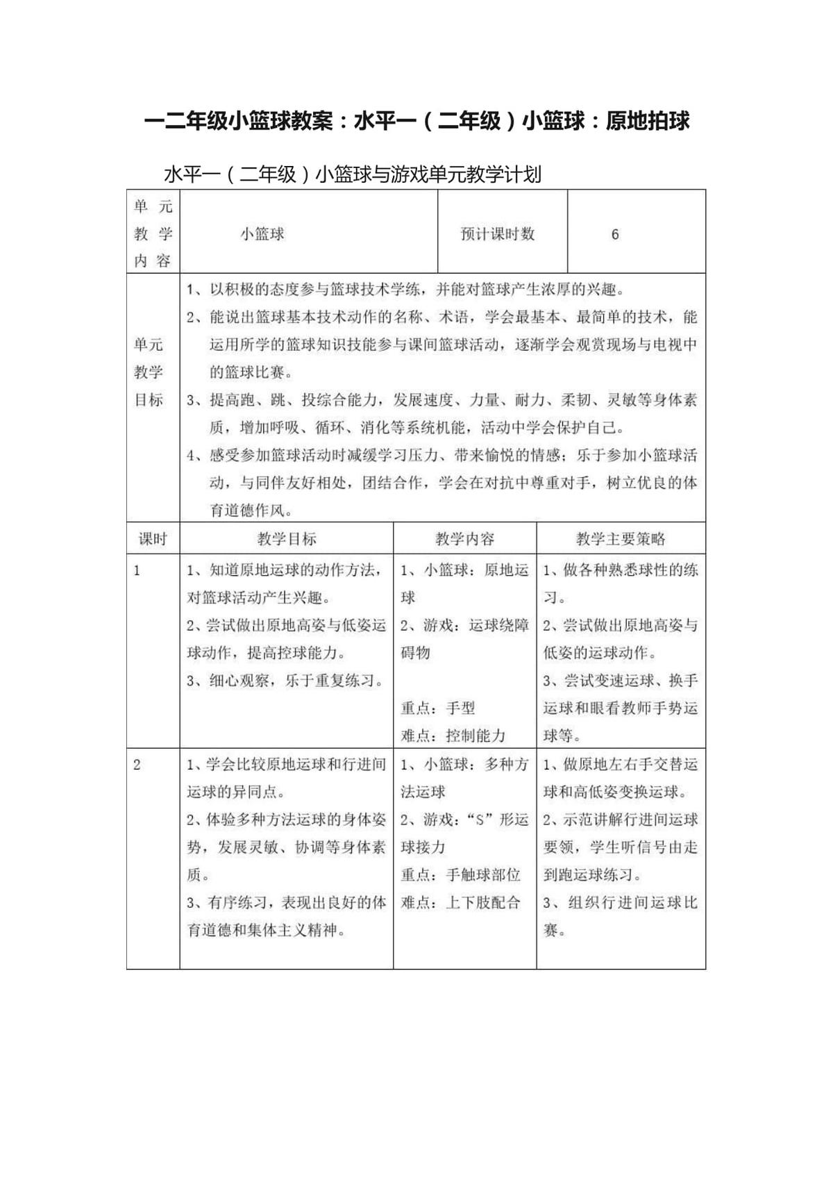 篮球基础训练动作儿童教案
